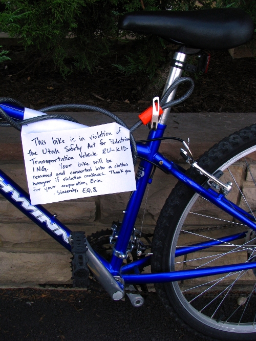 This bike is in violation: Canon Canon PowerShot SX100 IS 1/160 sec f 4 Flash: Not Fired 80 This bike is in violation