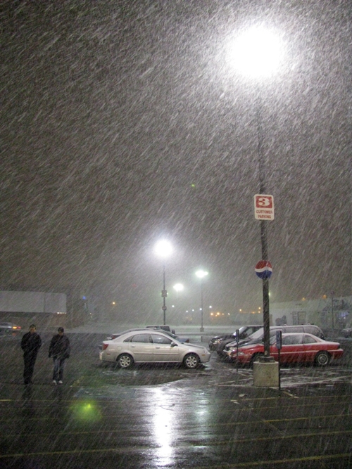 Snowstorm parking lot