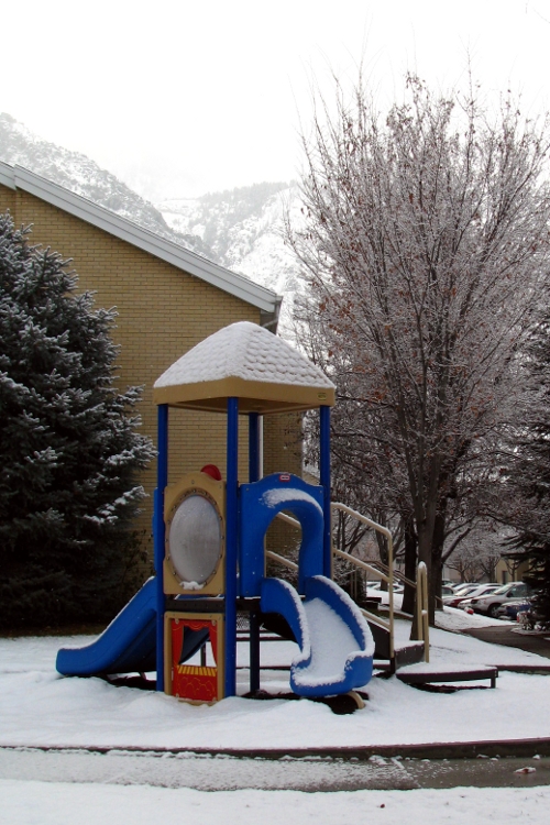 Snowy playground: Canon Canon PowerShot SX100 IS 1/320 sec f 4 Flash: Not Fired 80 Snowy playground