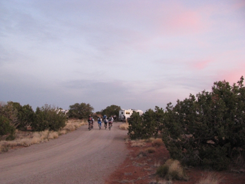 Biking into the sunrise