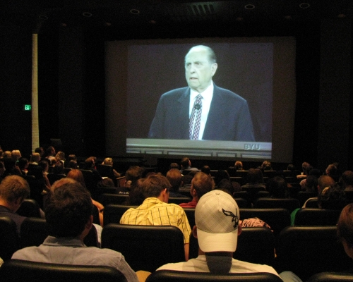 Monson speaks to BYU: Canon Canon PowerShot SX100 IS 1/8 sec f 2.8 Flash: Not Fired 800 Monson speaks to BYU