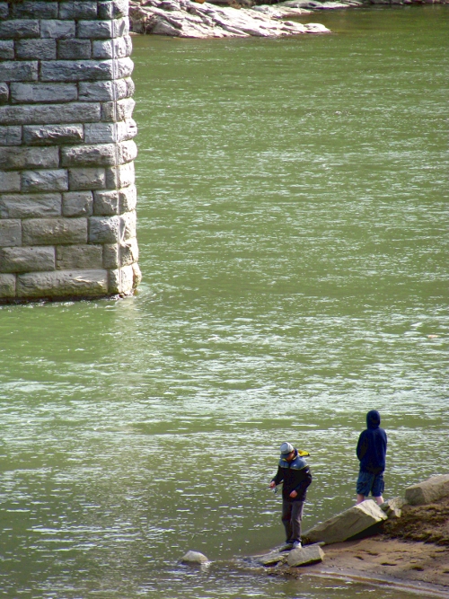 Fishing in the shadow of ruins