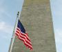Moon, flag, and monument
